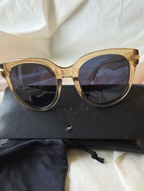 Rag & Bone Amber Translucent Frame Sunglasses with Black Lenses